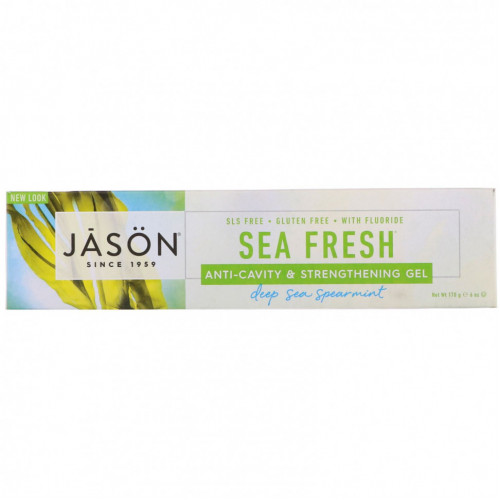 Jason Natural, Sea Fresh, укрепляющий гель для защиты от кариеса, глубоководная мята, 170 г (6 унций)