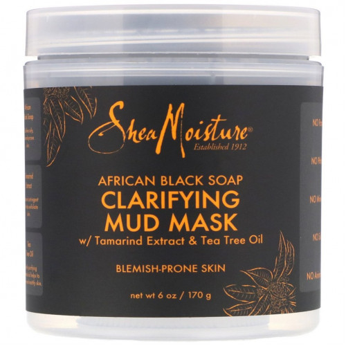 SheaMoisture, очищающая грязевая маска, африканское черное мыло, 170 г (6 унций)