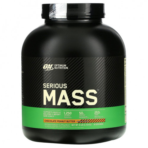 Optimum Nutrition, Serious Mass, протеиновый порошок, шоколадно-арахисовое масло, 2,72 кг (6 фунтов)