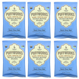 Puffworks, Слойки с арахисовой пастой, темный шоколад, 6 пакетиков по 34 г (1,2 унции)