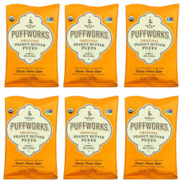 Puffworks, Шарики с арахисовой пастой, оригинальные, 6 пакетиков по 34 г (1,2 унции)