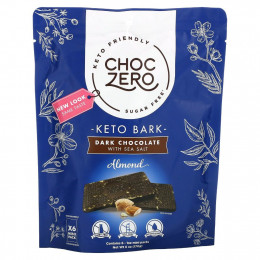 ChocZero, черный шоколад с морской солью, миндаль, без сахара, 6 мини-плиток, по 28 г (1 унции)