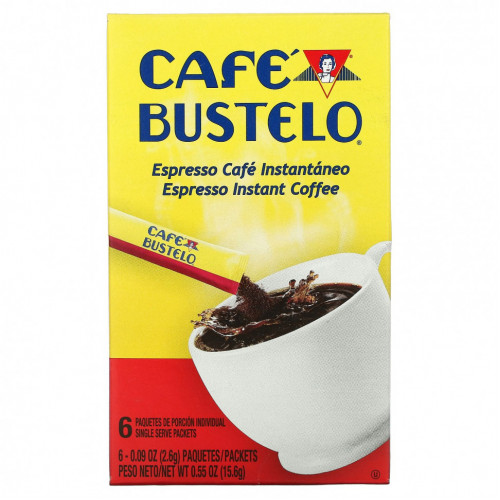 Caf? Bustelo, Растворимый кофе эспрессо, 6 пакетиков по 2,6 г (0,09 унции)