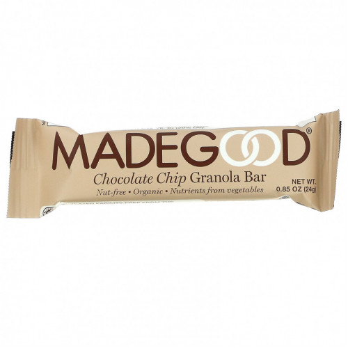 MadeGood, Батончики мюсли, шоколадная крошка, 6 батончиков, по 24 г (0,85 унции)