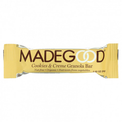 MadeGood, Батончик-гранола, печенье и крем, 6 батончиков, 24 г (0,85 унции)