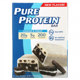 Pure Protein, Протеиновые батончики, печенье и крем, 6 батончиков, 50 г (1,76 унции)