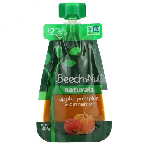 Beech-Nut, Naturals, Stage 2, яблоко, тыква и корица, 6 пакетиков по 99 г (3,5 унции)