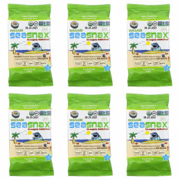 SeaSnax, Grab & Go, Wasabi, Roasted Seaweed Snack, 6-pack (.18 oz each)