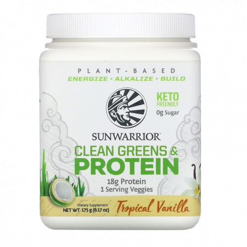 Sunwarrior, Clean Greens & Protein, тропическая ваниль, 175 г (6,17 унции)