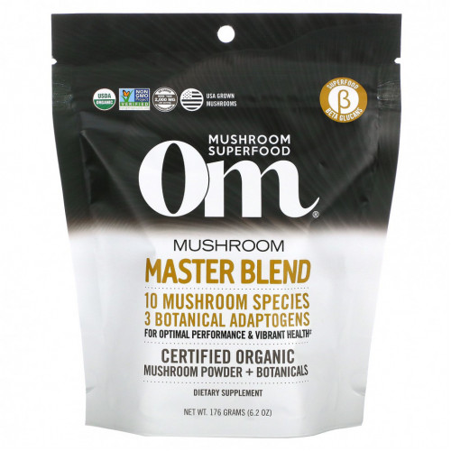 Om Mushrooms, Certified Organic Mushroom Powder + Botanicals, Mushroom Master Blend, 176 г (6,2 унции)