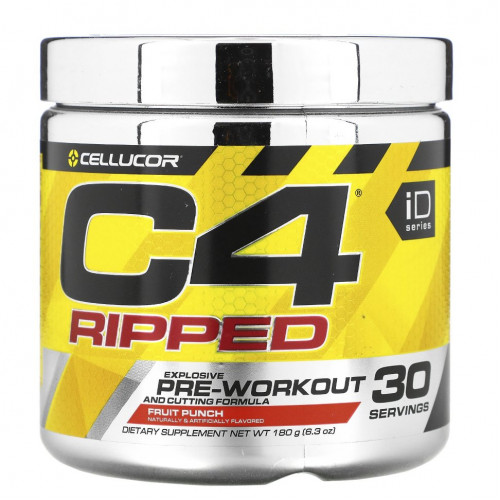 Cellucor, C4 Ripped, Pre-Workout, со вкусом фруктового пунша, 180 г (6,34 унции)