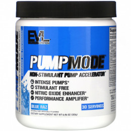 EVLution Nutrition, PumpMode, Pump Accelerator, без стимуляторов, Blue Raz, 183 г (6,46 унции)