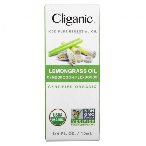 Cliganic, на 100% чистое эфирное масло, лемонграсс, 10 мл (0,33 жидк. унции)