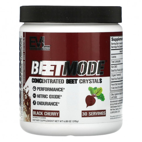 EVLution Nutrition, BeetMode, кристаллы концентрированной свеклы, черешня, 195 г (6,88 унции)