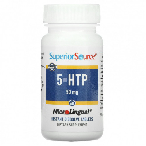 Superior Source, 5-HTP (5-гидрокситриптофан), 50 мг, 60 быстрорастворимых таблеток MicroLingual