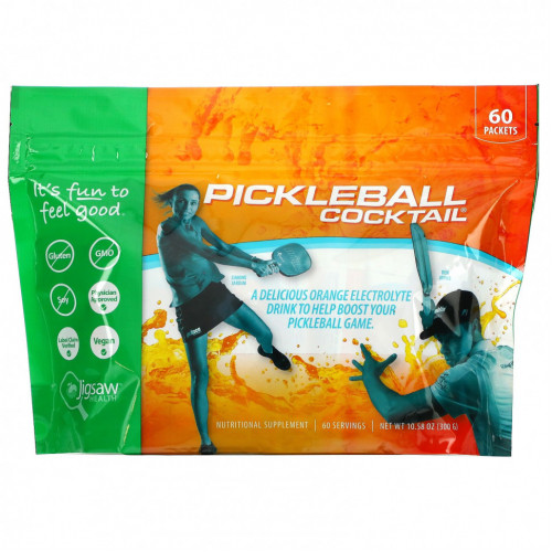 Jigsaw Health, Pickleball Cocktail, Electrolyte Drink, Orange, 60 Packets, 10.58 oz (300 g)