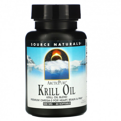 Source Naturals, ArcticPure, крилевый жир, 500 мг, 60 желатиновых капсул