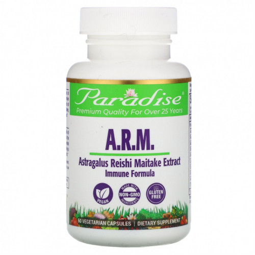 Paradise Herbs, Astragalus, Reishi Maitake Plus, 60 Vegetarian Capsules