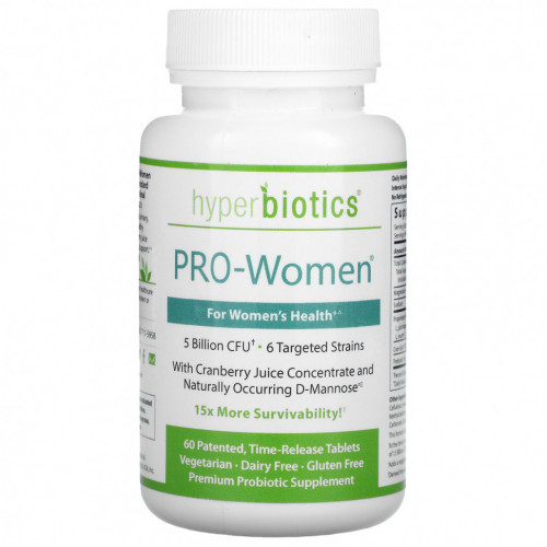 Hyperbiotics, PRO-Women, 5 млрд КОЕ, 60 таблеток постепенного высвобождения