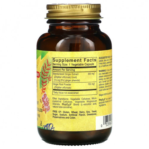 Solgar, Ginger Root Extract, 60 Vegetable Capsules