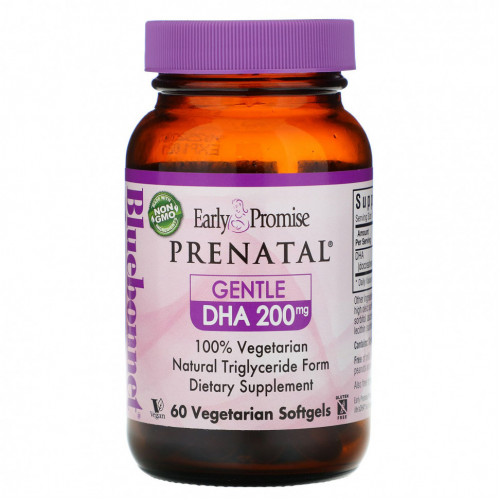 Bluebonnet Nutrition, Early Promise Prenatal, Gentle DHA, 200 mg, 60 Vegetarian Softgels