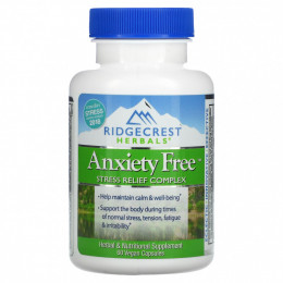 RidgeCrest Herbals, Anxiety Free, комплекс для снятия стресса, 60 веганских капсул