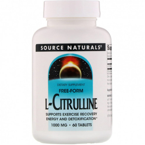 Source Naturals, L-цитруллин, 1000 мг, 60 таблеток