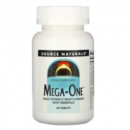 Source Naturals, Mega-One, высокоэффективный мультивитамин с минералами, 60 таблеток