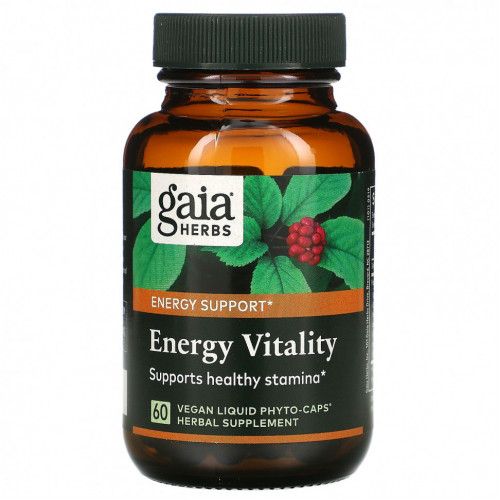 Gaia Herbs, Energy Vitality, 60 веганских капсул Liquid Phyto-Caps