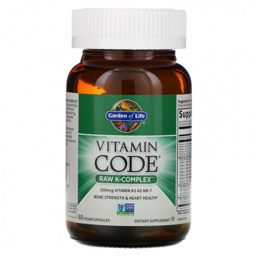 Garden of Life, Vitamin Code, Raw K-Complex, комплекс витаминов K, 60 веганских капсул