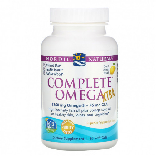 Nordic Naturals, Complete Omega Xtra со вкусом лимона, 680 мг, 60 мягких желатиновых капсул