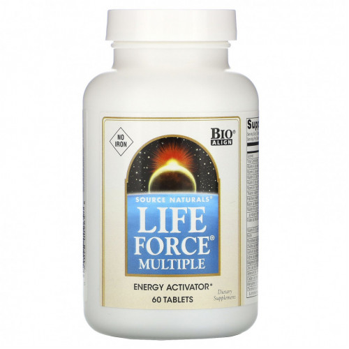 Source Naturals, Мультивитамин Life Force, не содержит железо, 60 таблеток