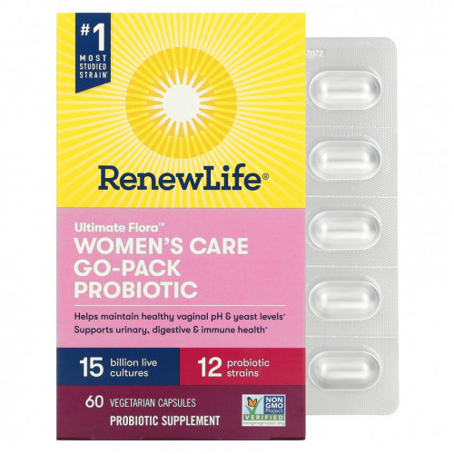 Renew Life, Ultimate Flora Probiotic, пробиотики для женщин с 15 млрд живых культур, 60 растительных капсул