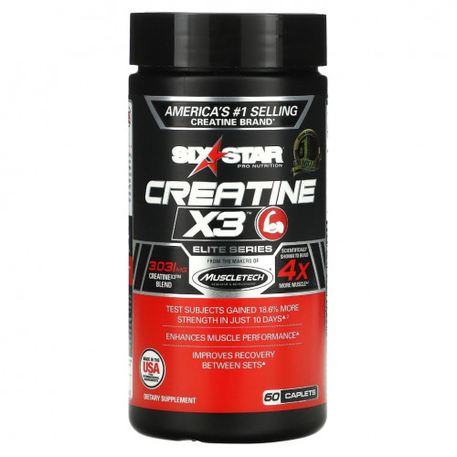 Six Star, Creatine X3, Elite (серия), 60 капсуловидных таблеток