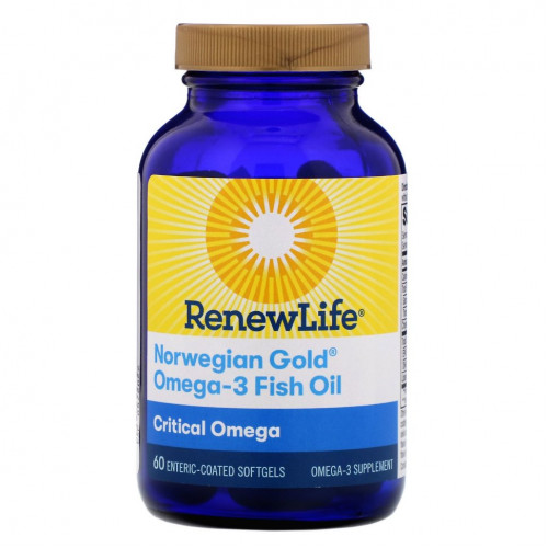 Renew Life, Critical Omega, ультраконцентрат омега кислот, натуральный вкус апельсина, 60 мягких таблеток, покрытых кишечнорастворимой оболочкой