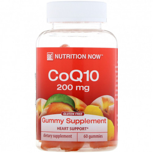 Nutrition Now, коэнзим Q10, со вкусом натурального персика, 100 мг, 60 жевательных мармеладок