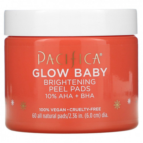 Pacifica, Glow Baby, Осветляющие подушечки для пилинга, 60 подушечек All Natural