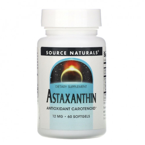 Source Naturals, астаксантин, 12 мг, 60 мягких таблеток