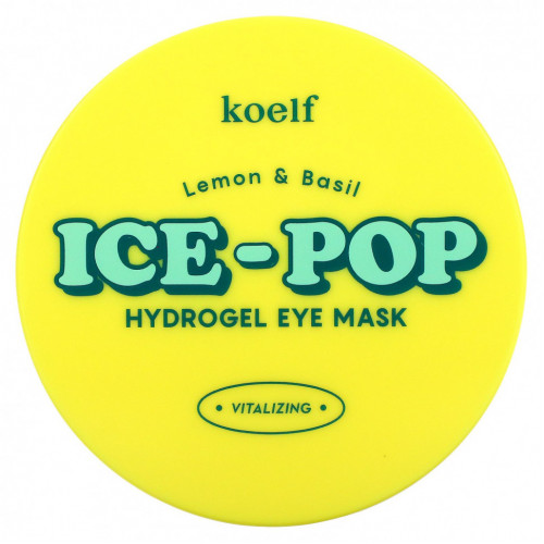 Koelf, Гидрогелевая маска для глаз Ice-Pop, лимон и базилик, 30 пар