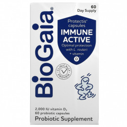 BioGaia, Immune Active, капсулы Protectis, 2000 МЕ, 60 капсул с пробиотиками