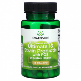 Swanson, Ultimate 16 Strain Probiotic, пробиотик из 16 штаммов с ФОС, 3,2 млрд КОЕ, 60 вегетарианских капсул EMBO Caps AP