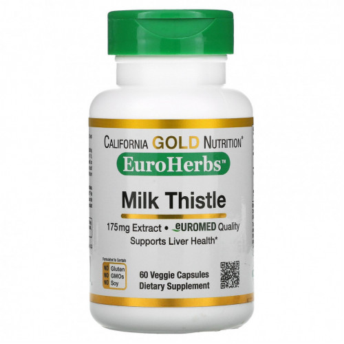 California Gold Nutrition, EuroHerbs, экстракт расторопши, европейское качество, 175 мг, 60 растительных капсул