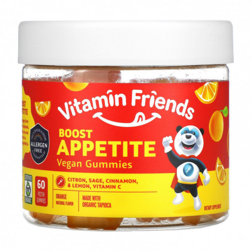 Vitamin Friends, Веганские жевательные конфеты для повышения аппетита, апельсин, 60 жевательных конфет с пектином