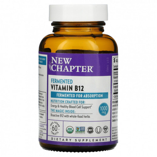 New Chapter, Fermented Vitamin B12, 60 Vegan Tablets