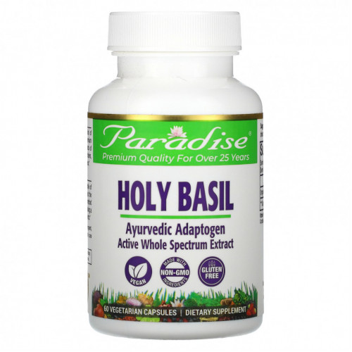 Paradise Herbs, Organics, Holy Basil, 60 Vegetarian Capsules