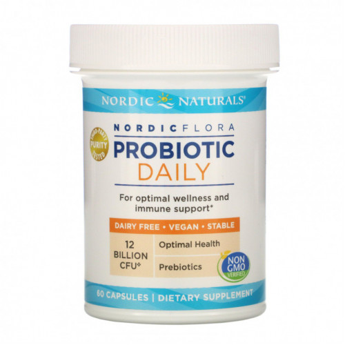 Nordic Naturals, Nordic Flora Probiotic Daily, 12 млрд КОЕ, 60 капсул