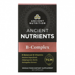 Dr. Axe / Ancient Nutrition, Ancient Nutrients, комплекс витаминов группы B, 60 капсул