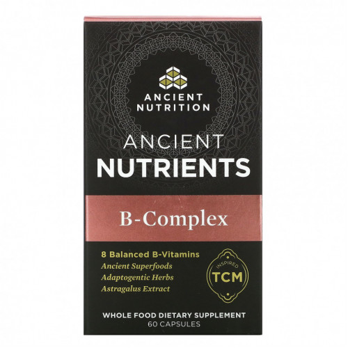 Dr. Axe / Ancient Nutrition, Ancient Nutrients, комплекс витаминов группы B, 60 капсул