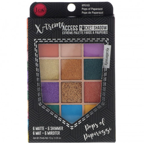 J.Cat Beauty, X-Treme Access Pocket Shadow, палетка теней, оттенок XPS103 Pops of Paparazzi, 10 г (0,35 унции)