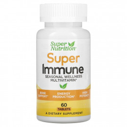 Super Nutrition, Super Immune, мультивитамины для сезонного оздоровления, 60 таблеток